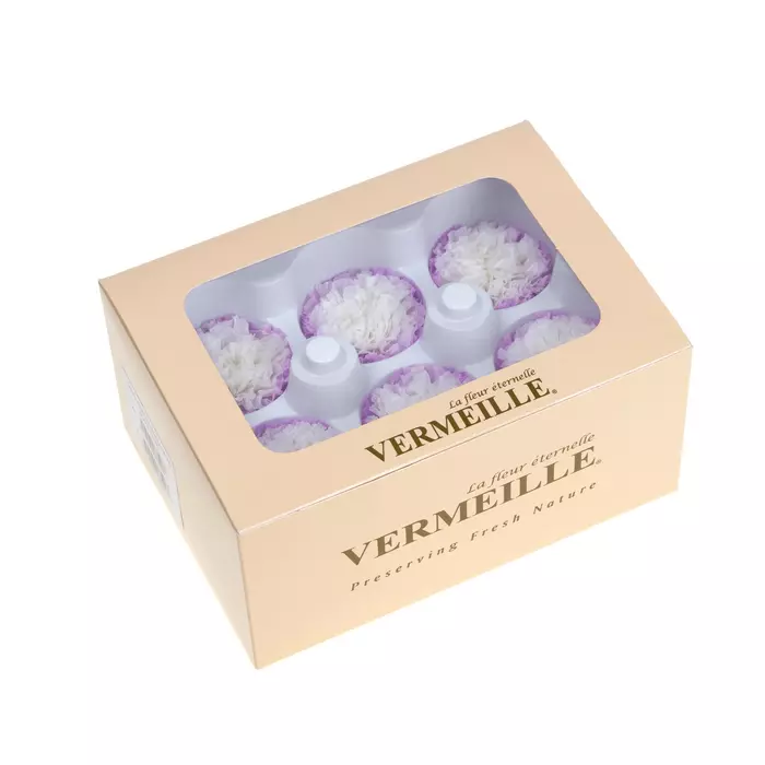 Стабилизированные бутоны гвоздики bicolor "Blanc/Lilac" (Carnation Maquillage x6)